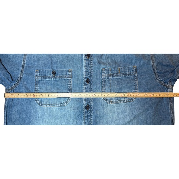 L.L.Bean Denim Shirt Men's Medium Blue Button Up Long Sleeve Traditional Fit - Picture 8 of 9